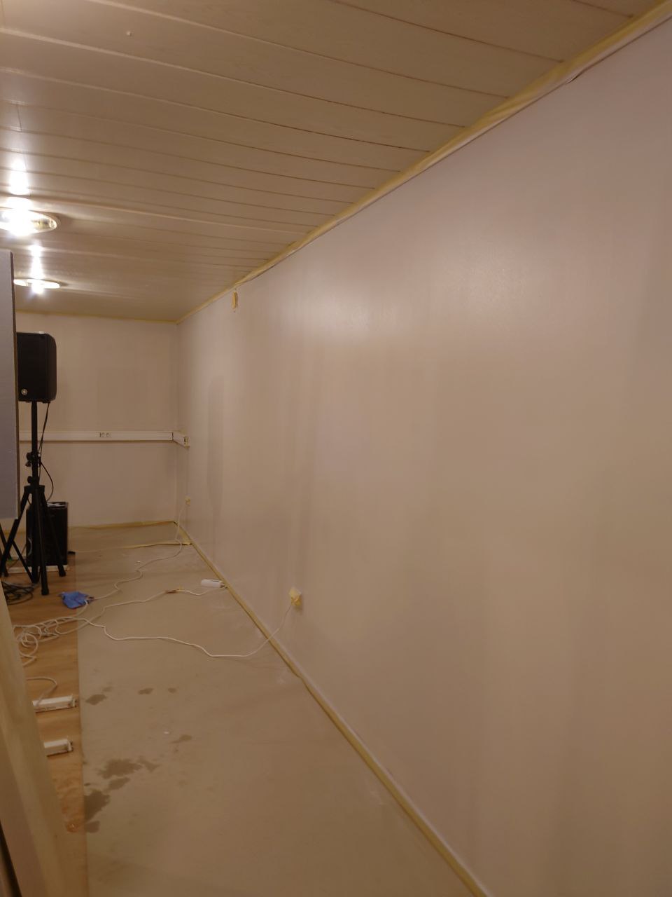 The room after painting, empty, ready for acoustic treatment